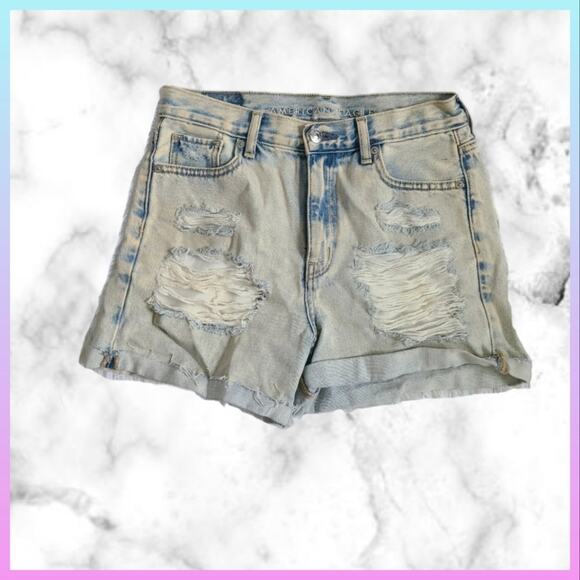 American Eagle Light Wash Distressed Denim Mom Shorts NWT SZ 0 - Picture 16 of 16